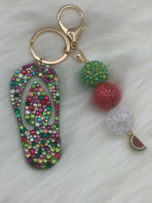 Sandal Rhinestone Keychain with Charm
