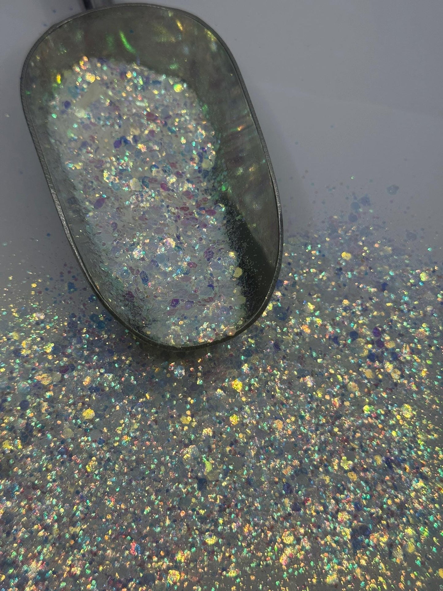 Chunky White Iridescent Glitter: Polyester Crafting "Snow White"
