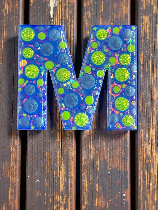 Handpainted Initial Fridge Magnet - Unique Handmade Letter Dot Art Decor Gift