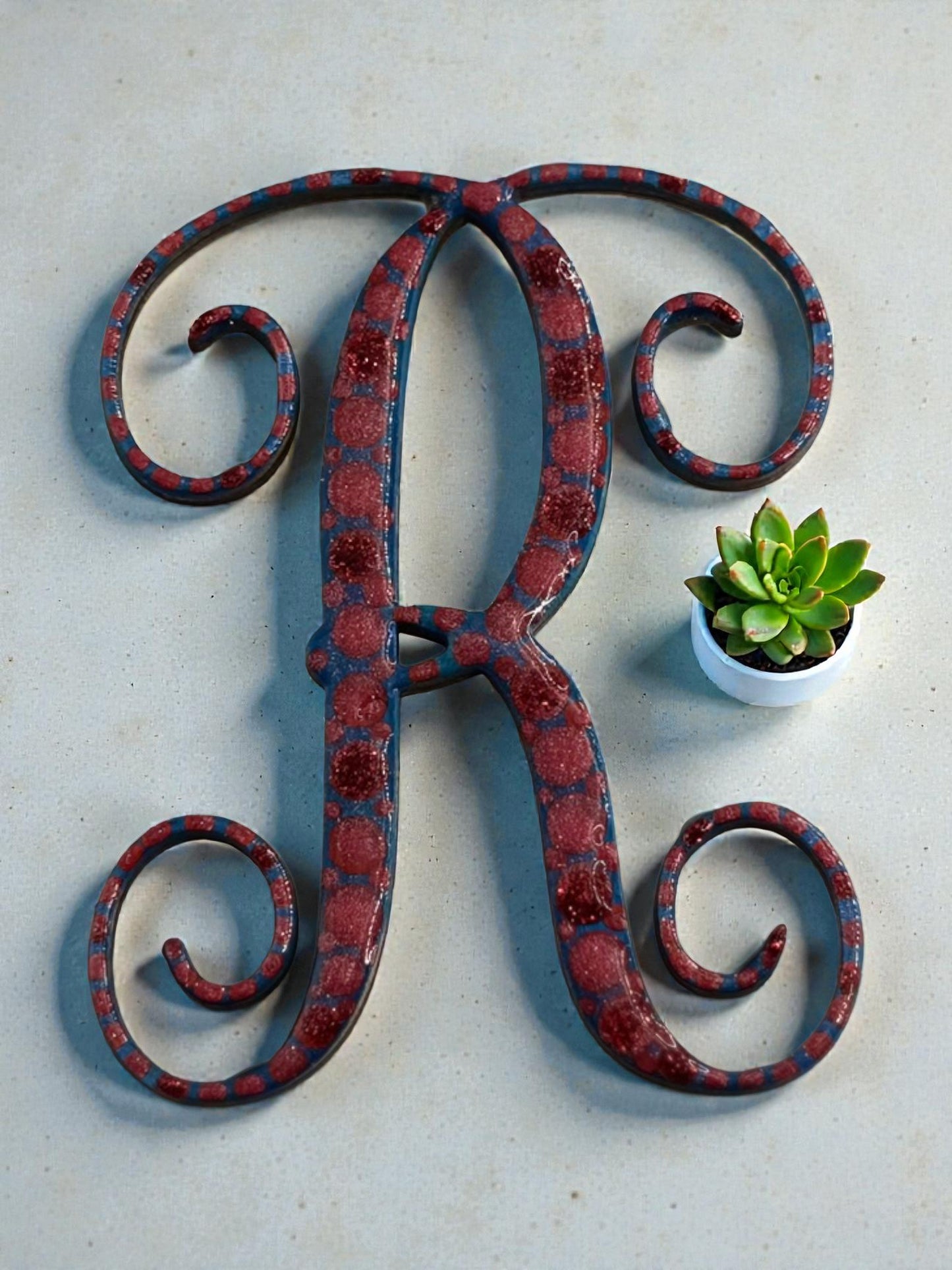 Handpainted Initial Fridge Magnet - Unique Handmade Letter Dot Art Decor Gift