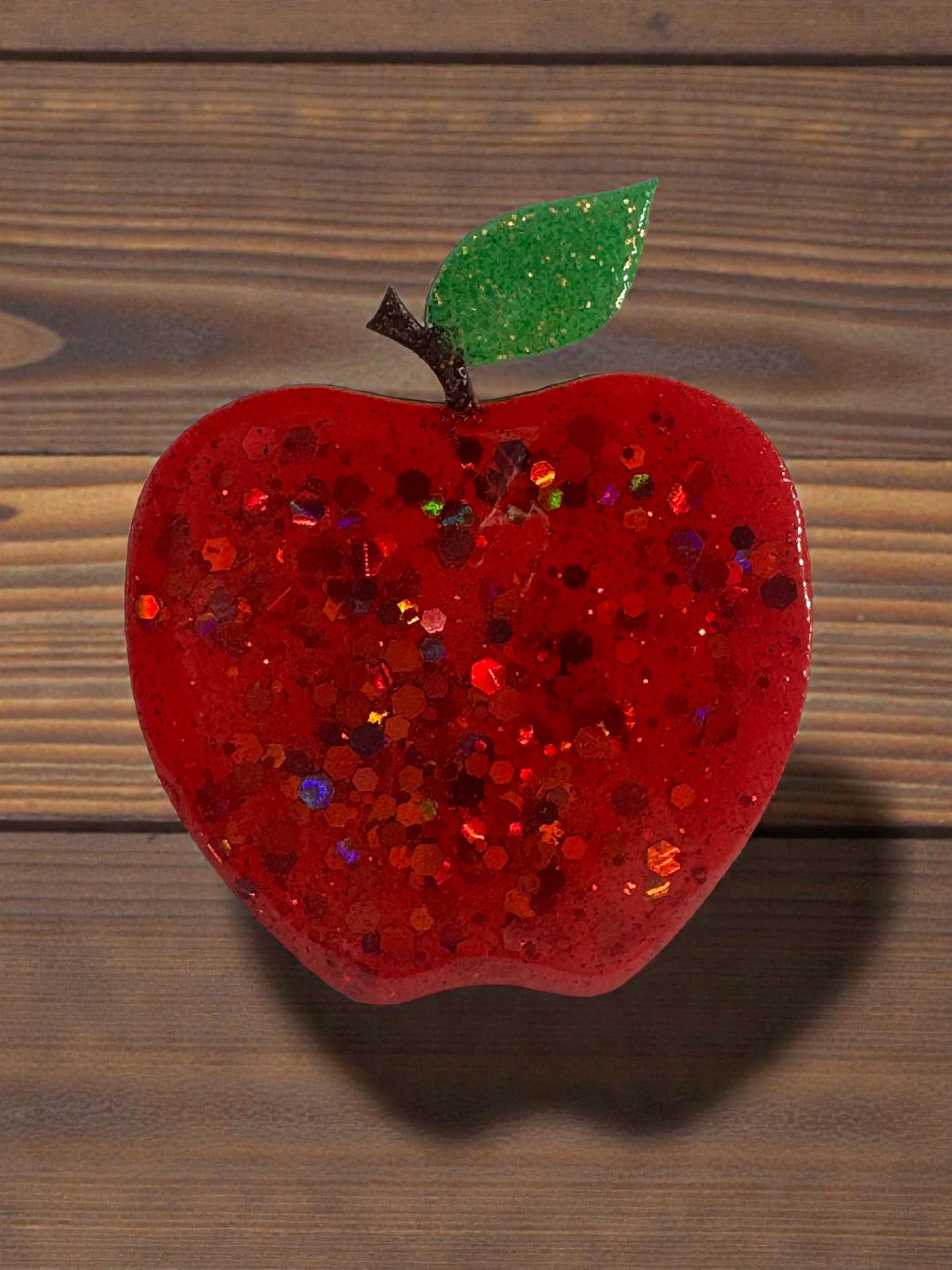 Handmade Glitter Apple Magnet Cute Handpainted Fruit Fridge Decor