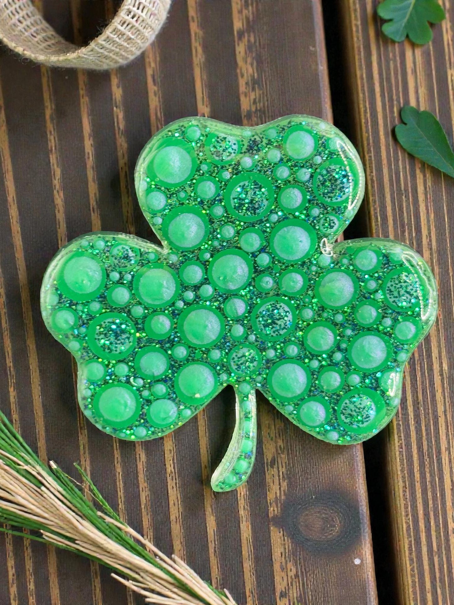 Handmade Shamrock Magnets Handpainted Irish Clover Fridge Decor St. Patrick's Day Gift