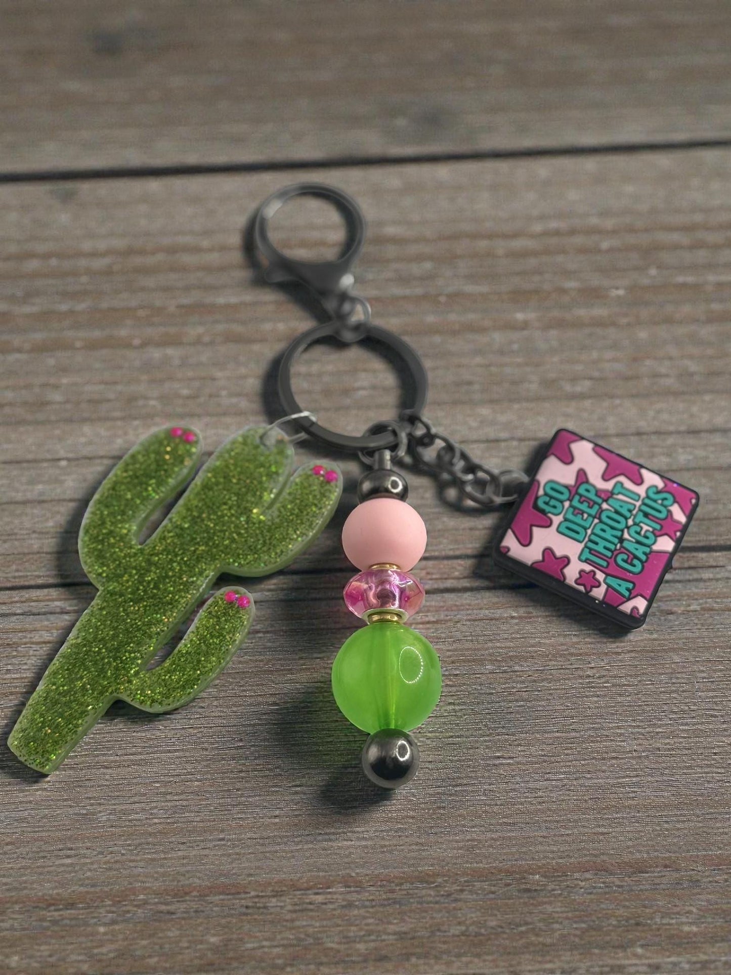 Funny Deep Throat Cactus Keychain | Quirky Handmade Bag Accessory