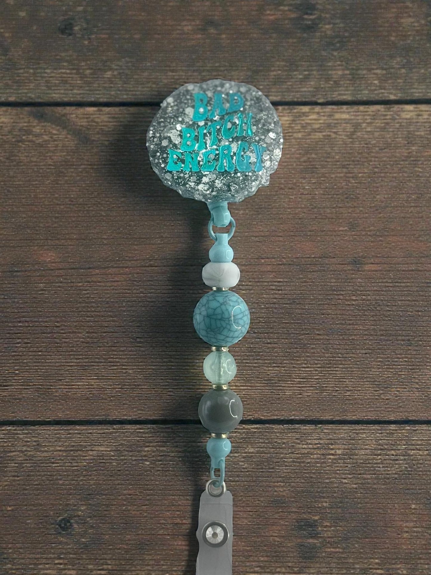 Funny Badge Reel with Bubblegum Beads - Handmade ID Holder - Sassy Work Accessory