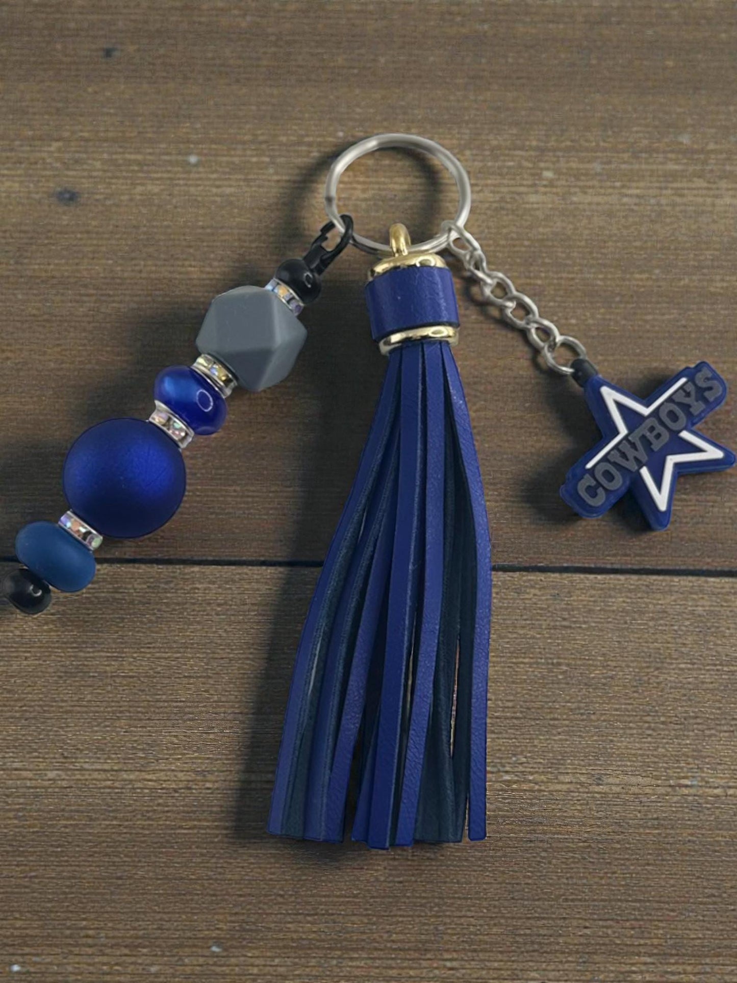 Handmade Favorite Team Keychain | Tassel, Focal Bead & Team Color Keyring Gift