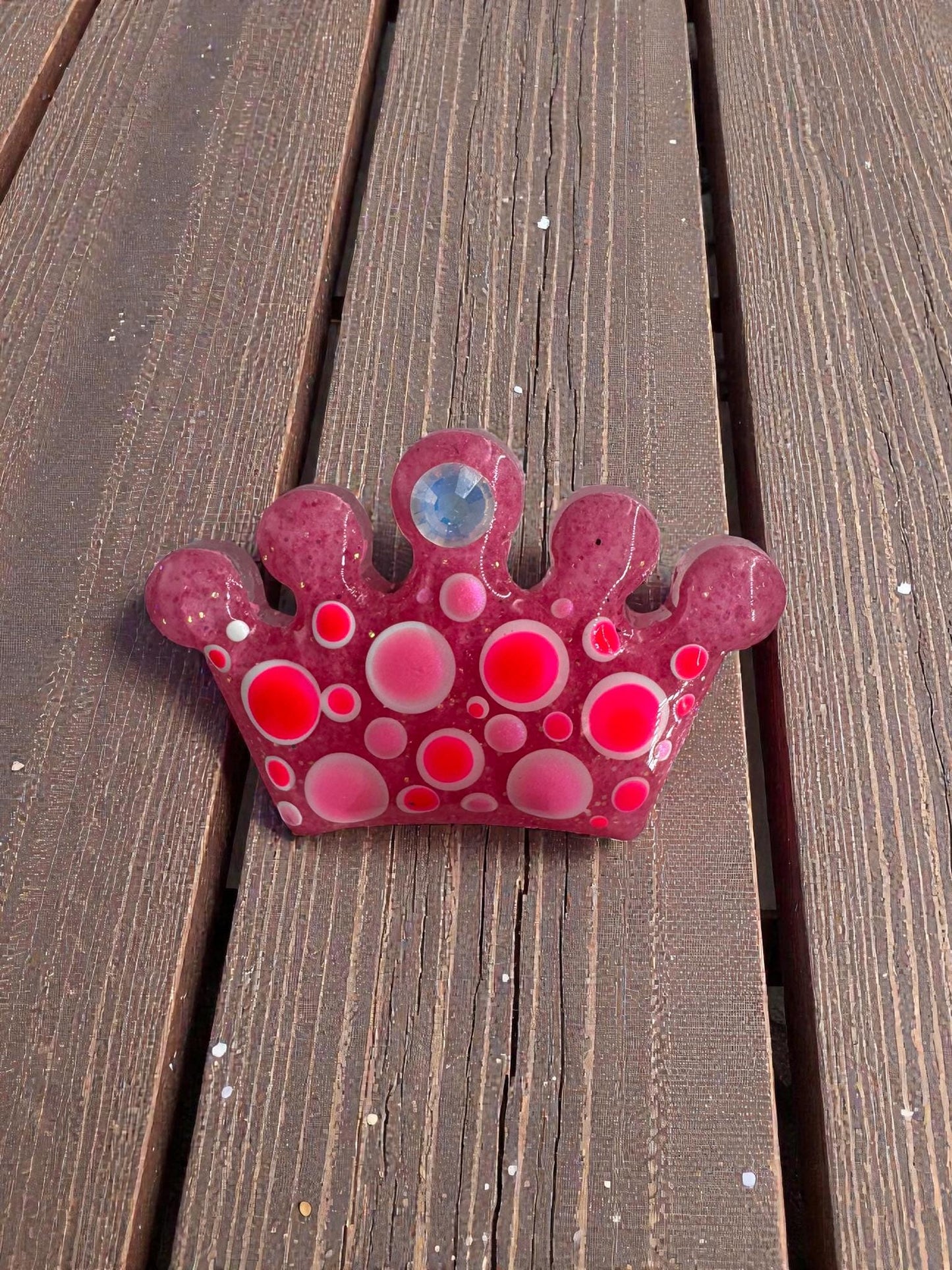 Handmade Rhinestone Crown Magnet Handpainted Unique Gift for Fridge or Locker