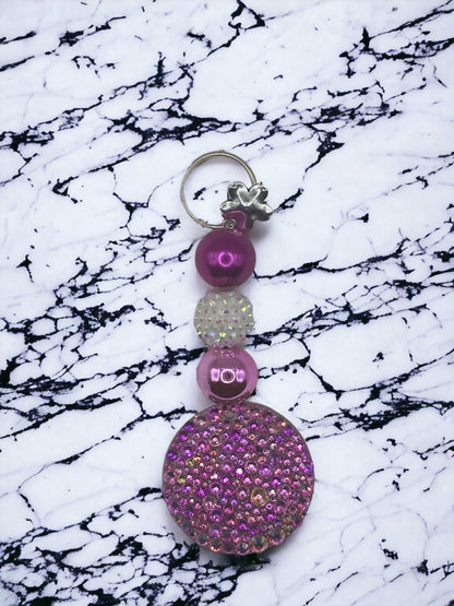 Rhinestone Keychain with Bubblegum Beads