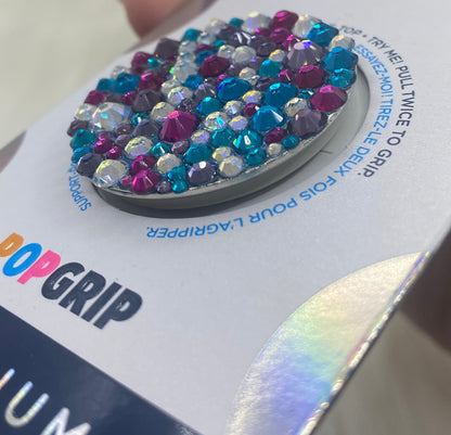 Bling Popsocket, Custom Phone Stand, Glass Rhinestones Mix