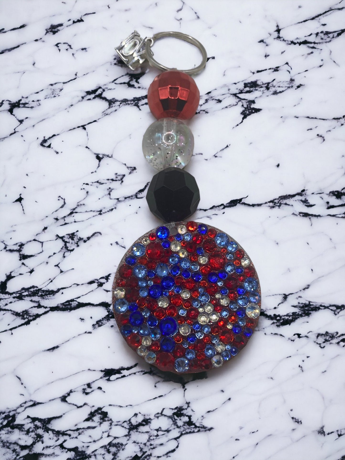 Rhinestone Keychain with Bubblegum Beads