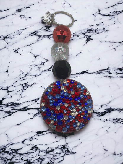 Rhinestone Keychain with Bubblegum Beads