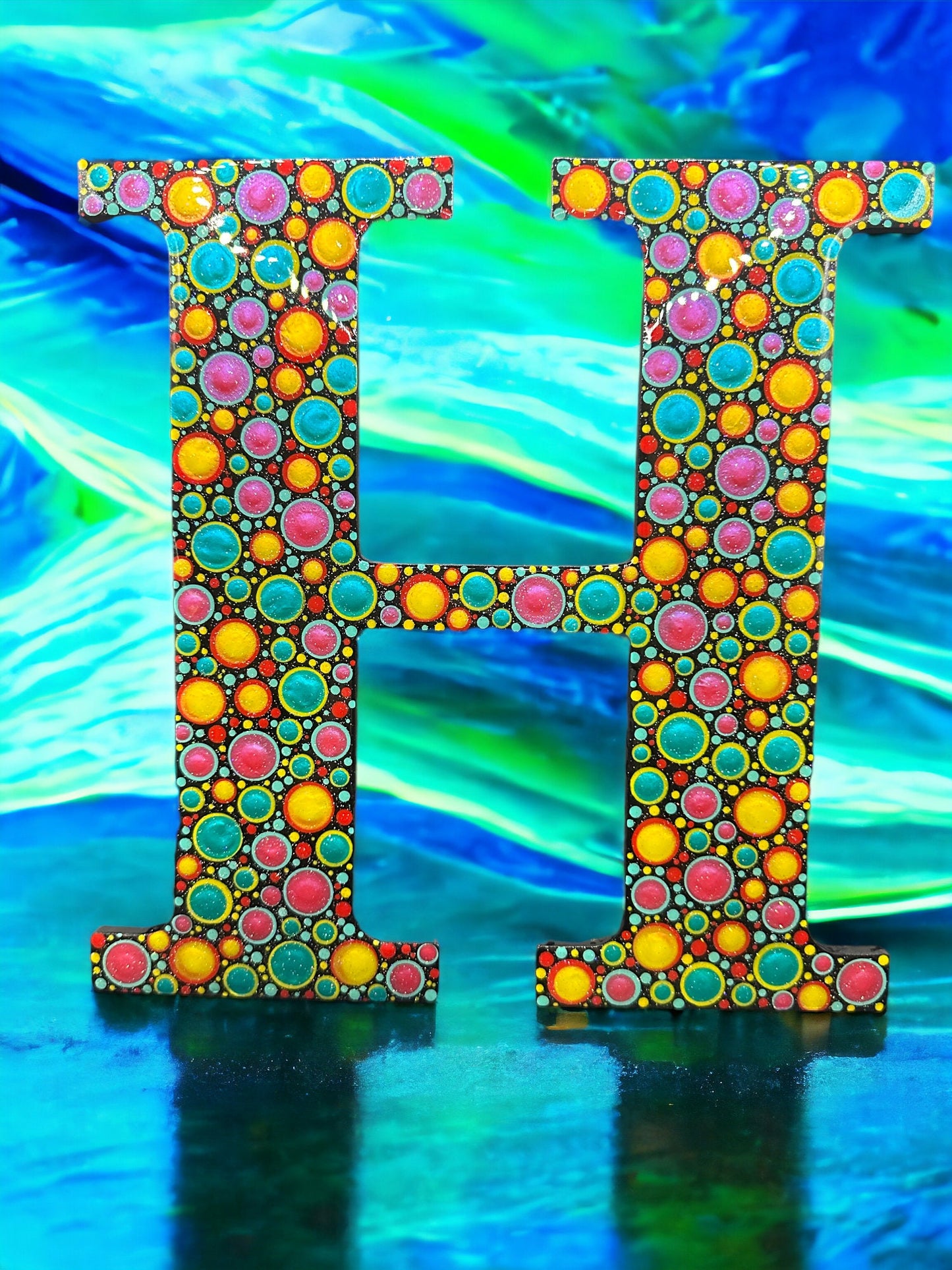 Initial H Personalized Dot Art - Unique Sparkle Wall Hanging