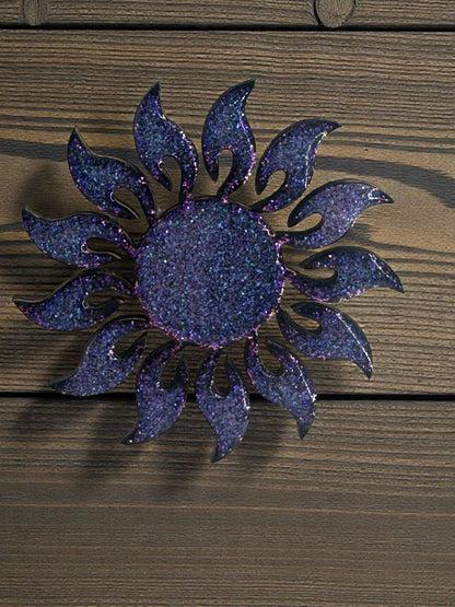Handpainted Sun Magnet Handmade with Glitter | Cheerful Kitchen Fridge Accessory