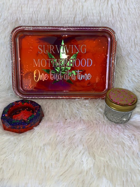 Rolling Tray Set: Stash Jar and Ashtray