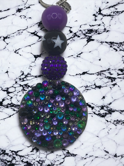 Rhinestone Keychain with Bubblegum Beads