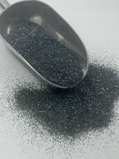 Black Holographic Fine Glitter: Polyester Crafting Sparkle "Black Ice"