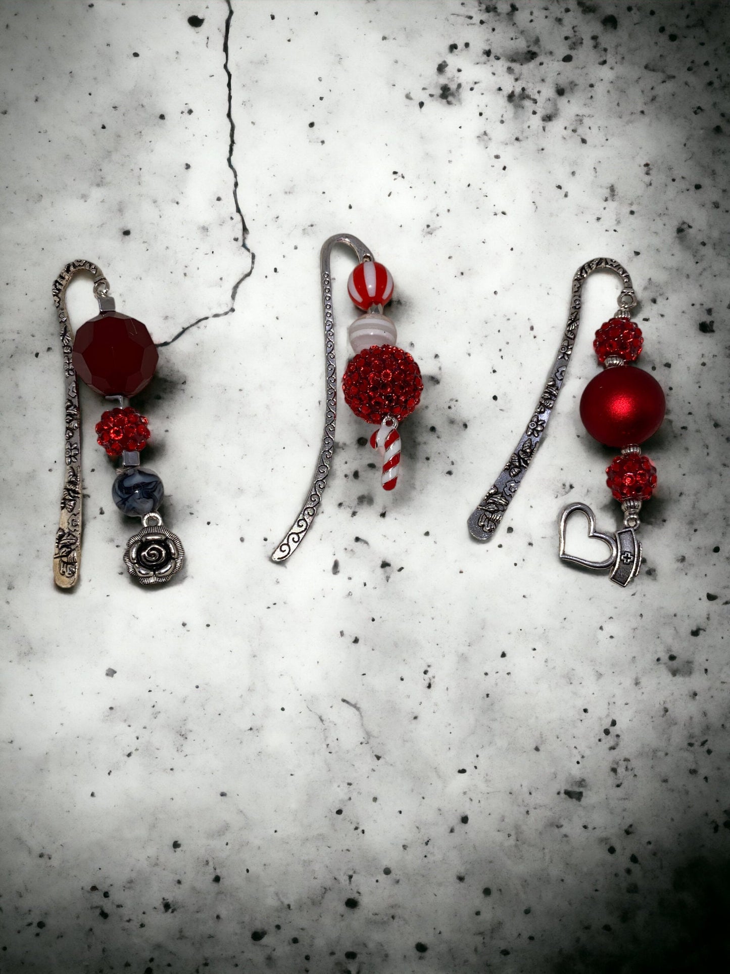 Bubblegum Bead Bookmark: Red Rose, Pink Ballerina, Purple Butterfly