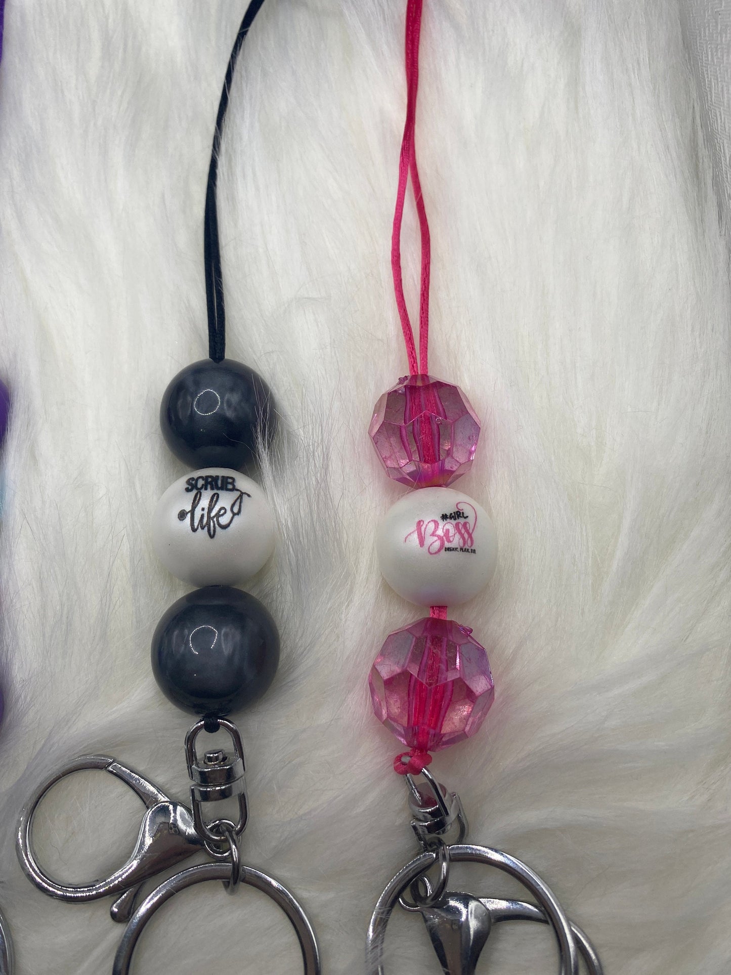 Colorful Bubblegum Bead Lanyard: Teacher Student ID Holder