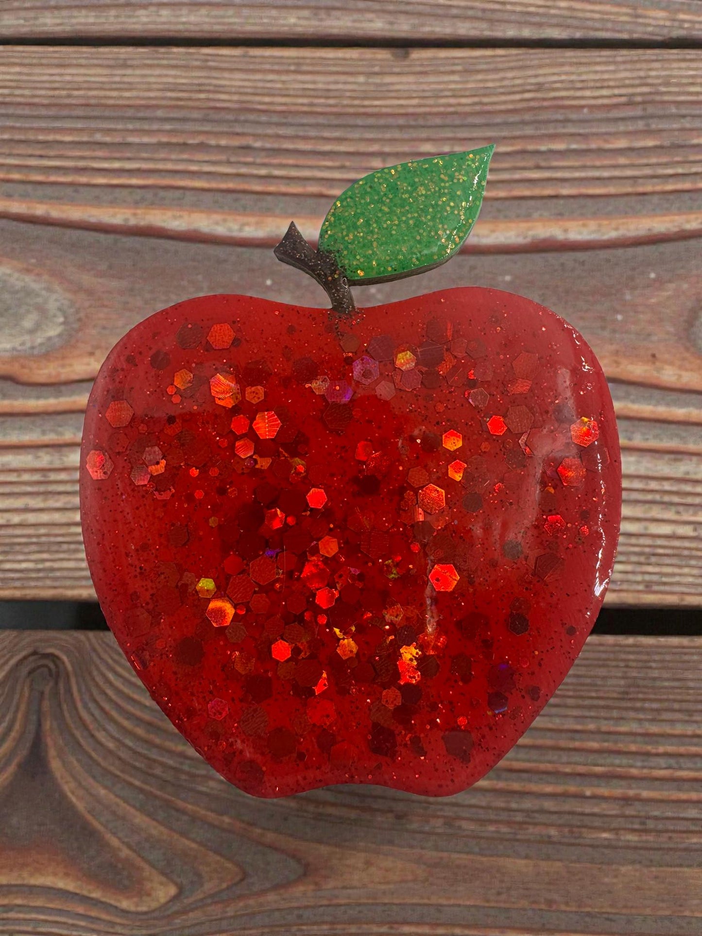 Handmade Glitter Apple Magnet Cute Handpainted Fruit Fridge Decor