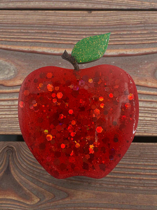 Handmade Glitter Apple Magnet Cute Handpainted Fruit Fridge Decor
