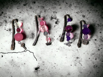 Bubblegum Bead Bookmark: Red Rose, Pink Ballerina, Purple Butterfly