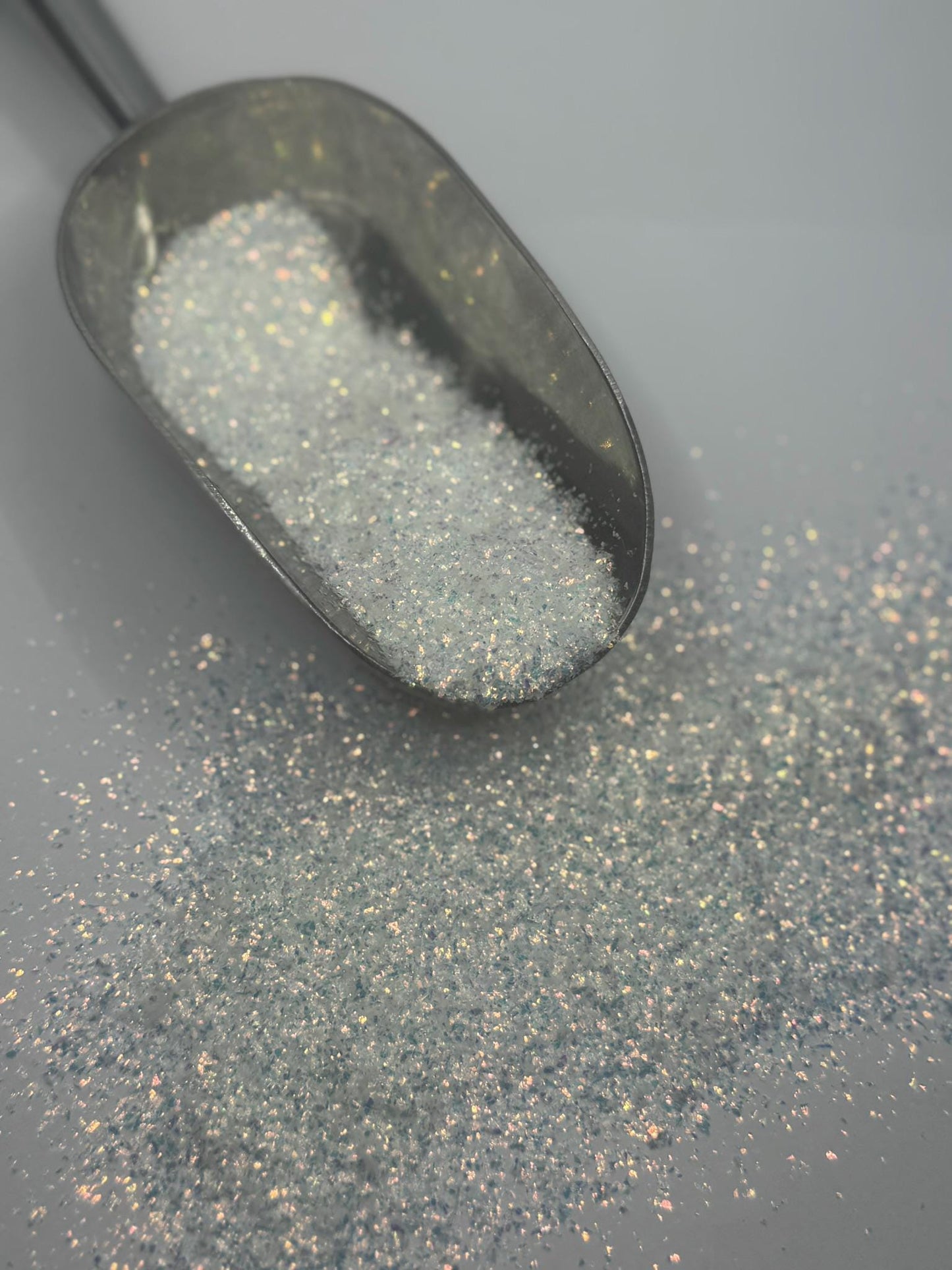 Chunky White Iridescent Polyester Glitter: DIY Craft Supply "Blizzard"