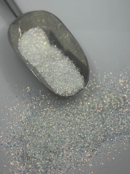 Chunky White Iridescent Polyester Glitter: DIY Craft Supply "Blizzard"