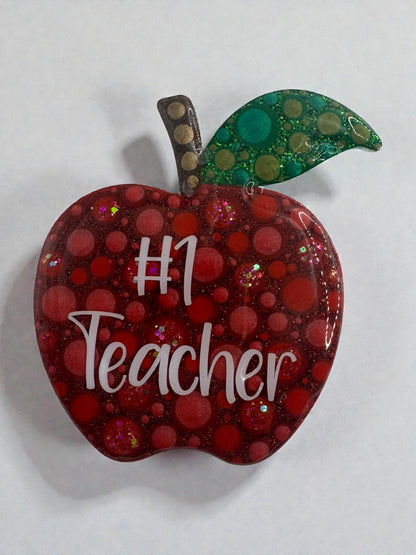 No. 1 Teacher Apple Magnet, Durable Material, Perfect Gift Idea