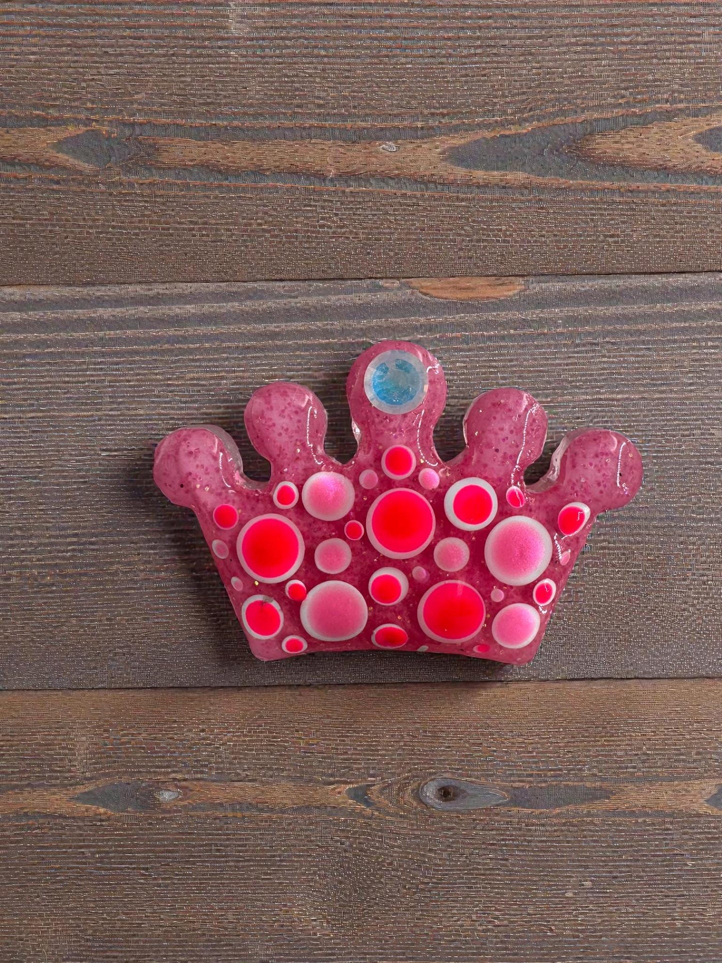 Handmade Rhinestone Crown Magnet Handpainted Unique Gift for Fridge or Locker