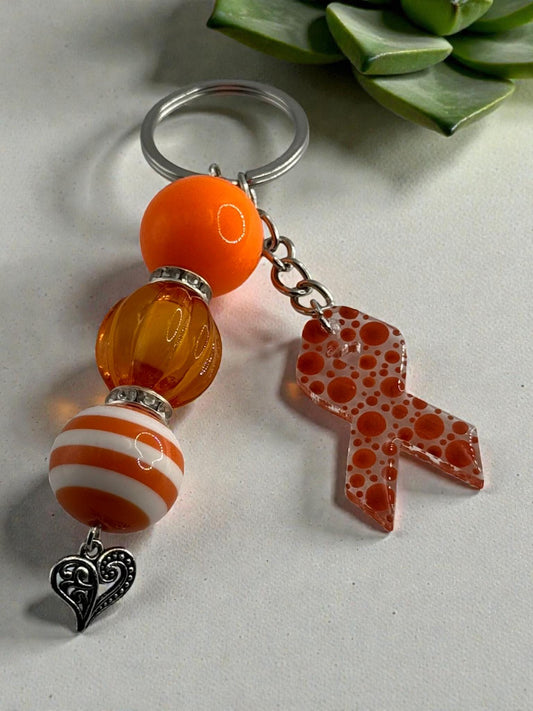 Chunky Bead Cancer Awareness Ribbon Keychain | Meaningful Support Accessory