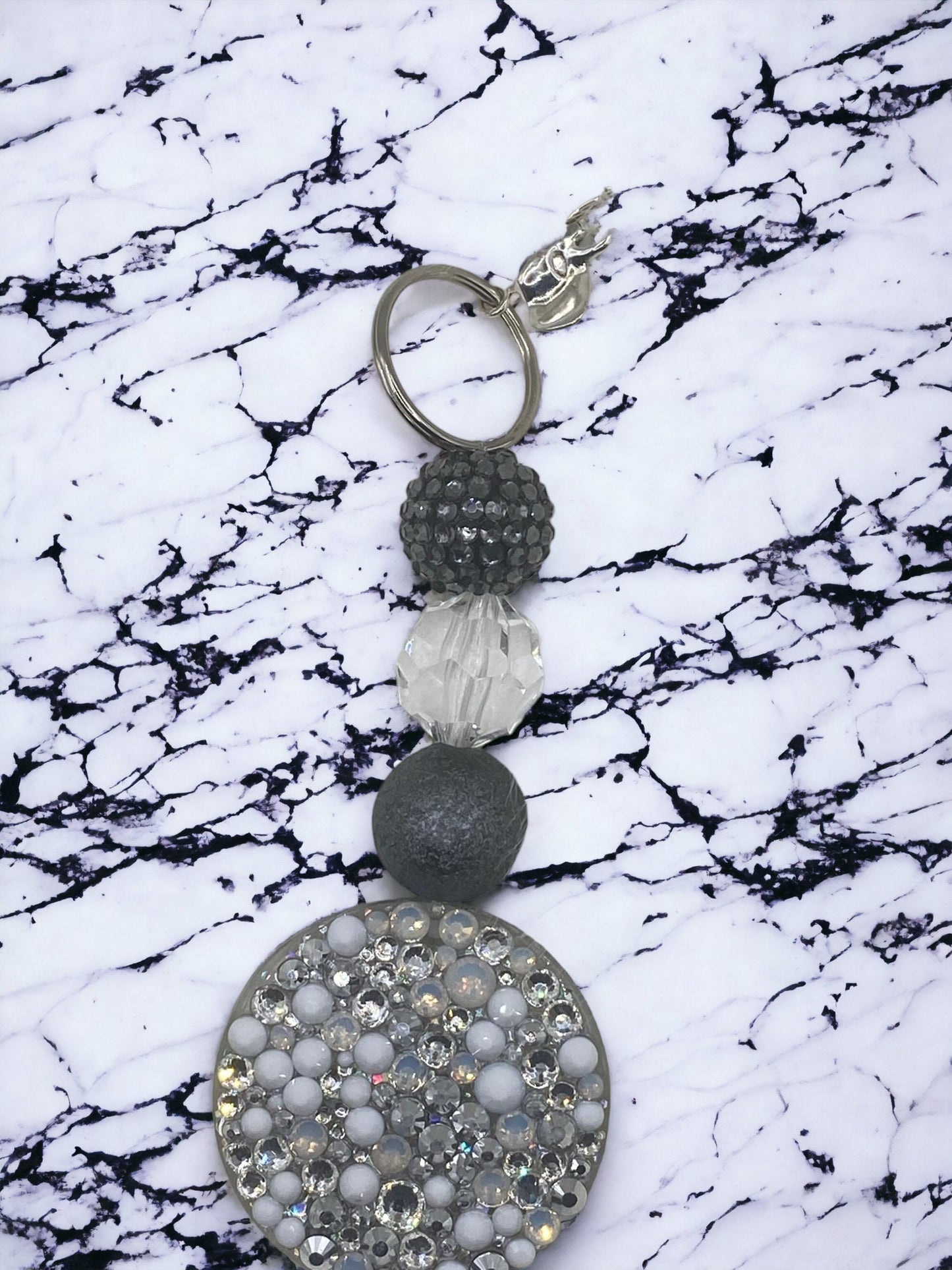 Rhinestone Keychain with Bubblegum Beads