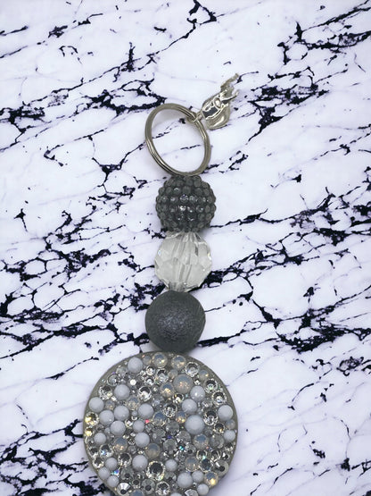 Rhinestone Keychain with Bubblegum Beads