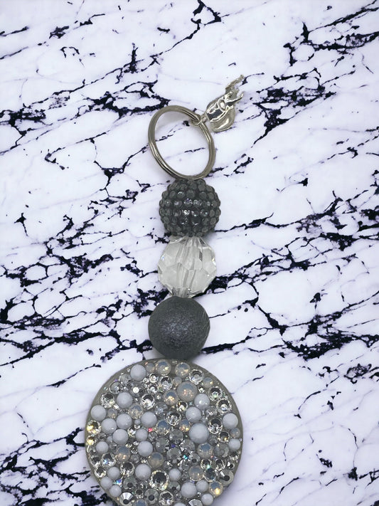 Rhinestone Keychain with Bubblegum Beads