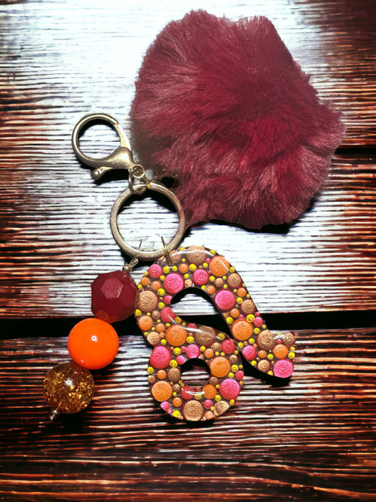 Leo Zodiac Keychain: Bubblegum Bead Charm, PomPom Bag Accessory