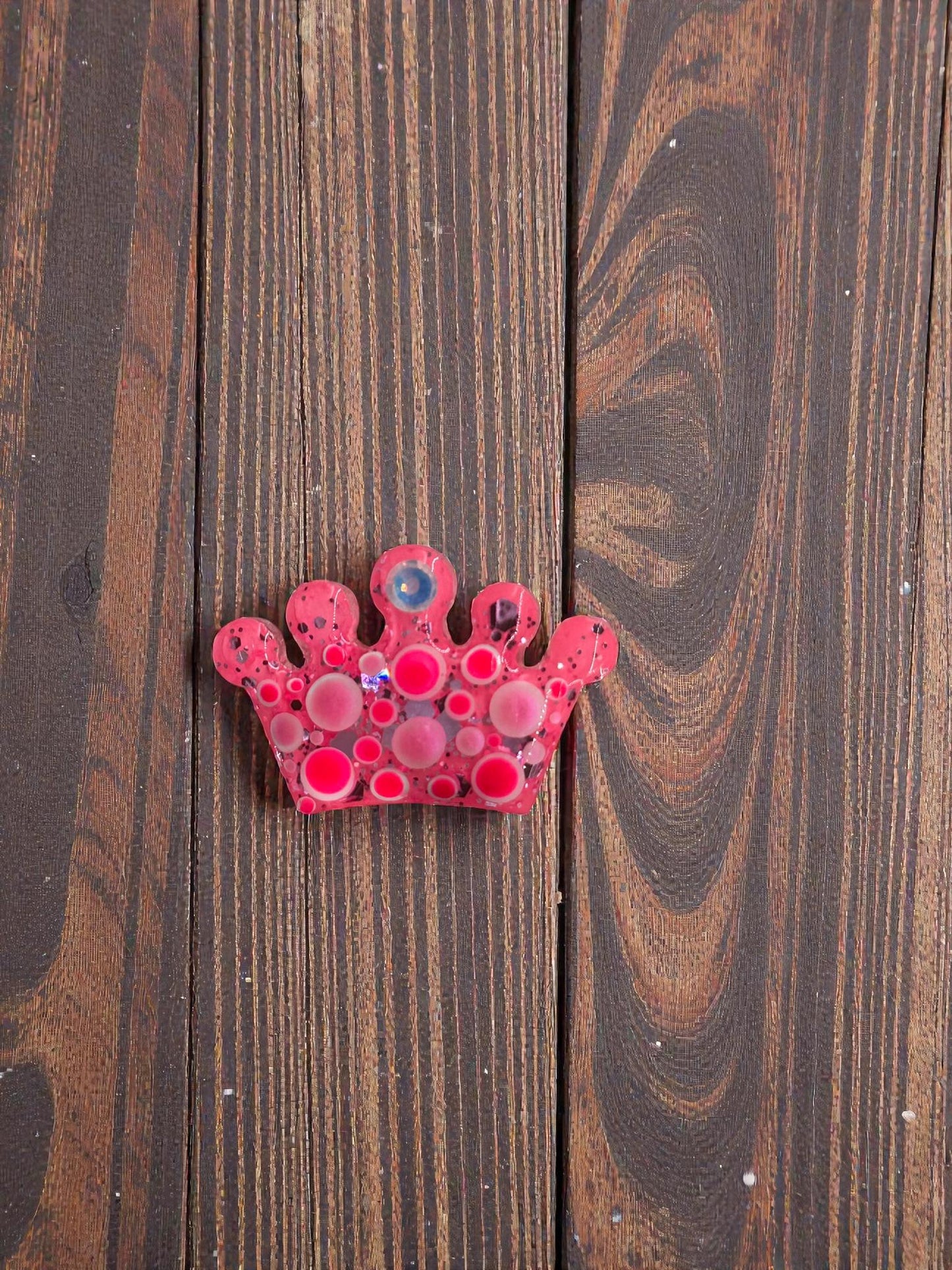 Handmade Rhinestone Crown Magnet Handpainted Unique Gift for Fridge or Locker