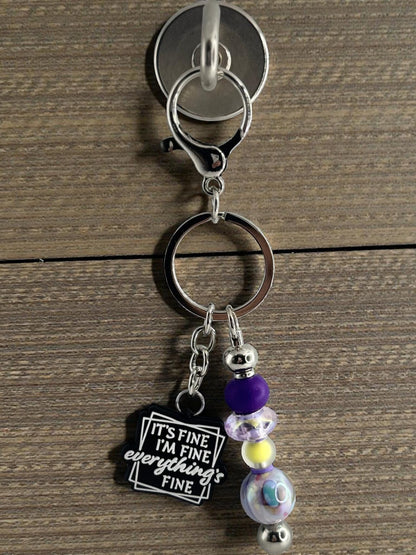 Handmade Beaded Keychain with Unique Focal Charm | Custom Bag Accessory Gift