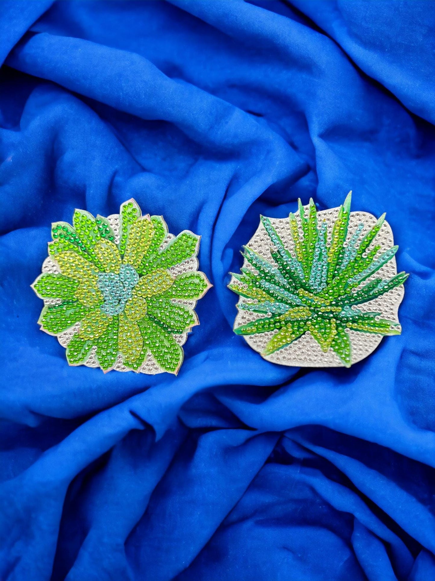 Handmade Rhinestone Flower Coasters with Holder Decor