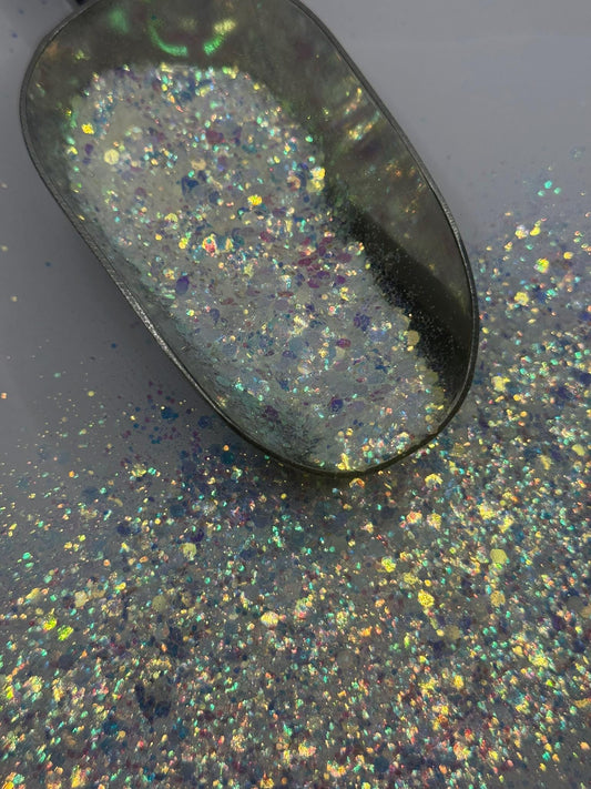 Chunky White Iridescent Glitter: Polyester Crafting "Snow White"