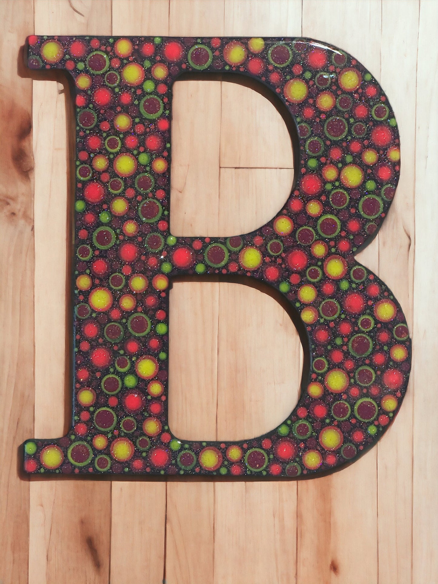 Personalized Dot Art Initial B Wall Decor -  Sparkle Wall Decoration Blacklight Glows