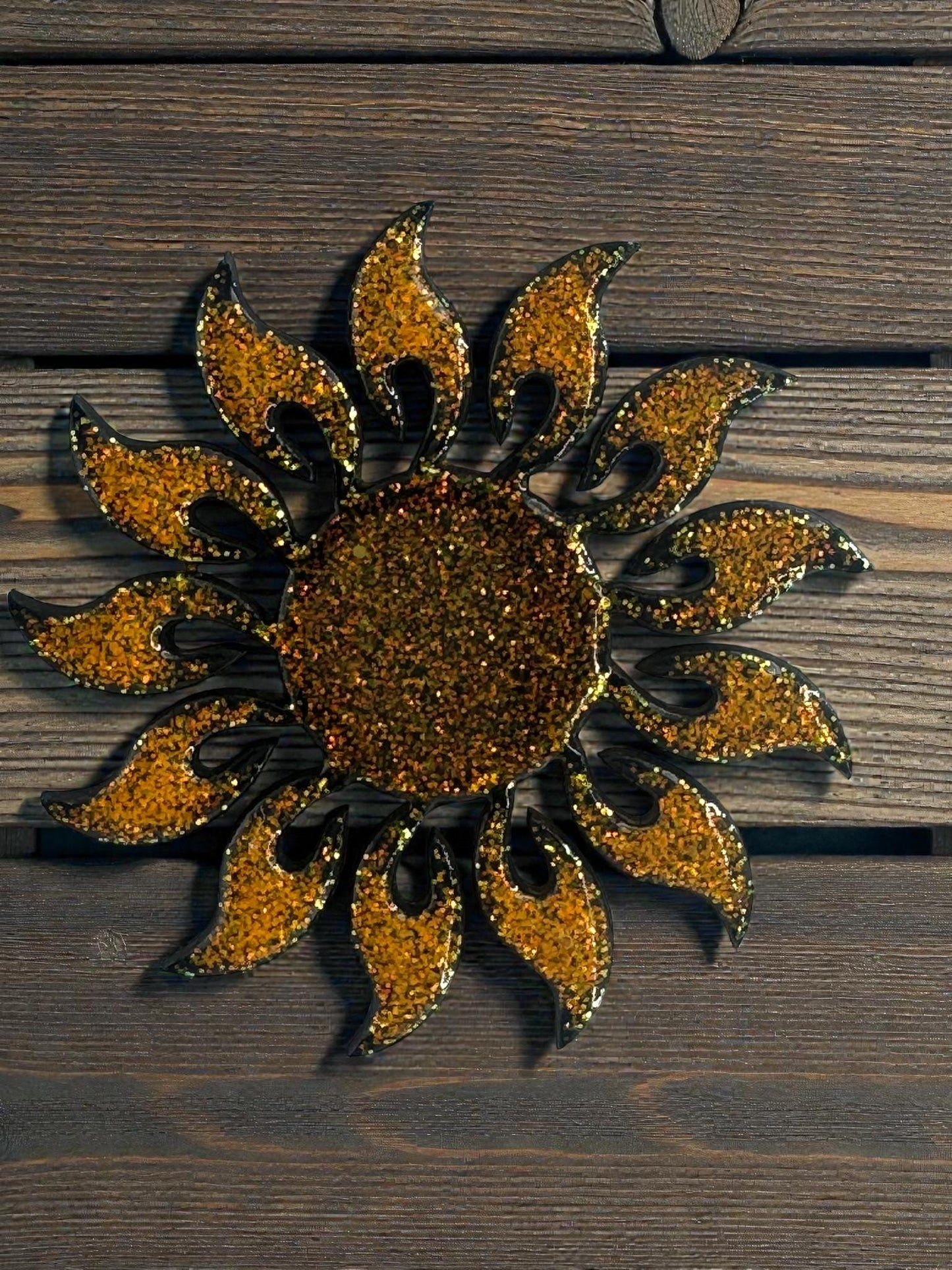 Handpainted Sun Magnet Handmade with Glitter | Cheerful Kitchen Fridge Accessory