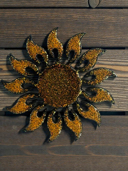 Handpainted Sun Magnet Handmade with Glitter | Cheerful Kitchen Fridge Accessory