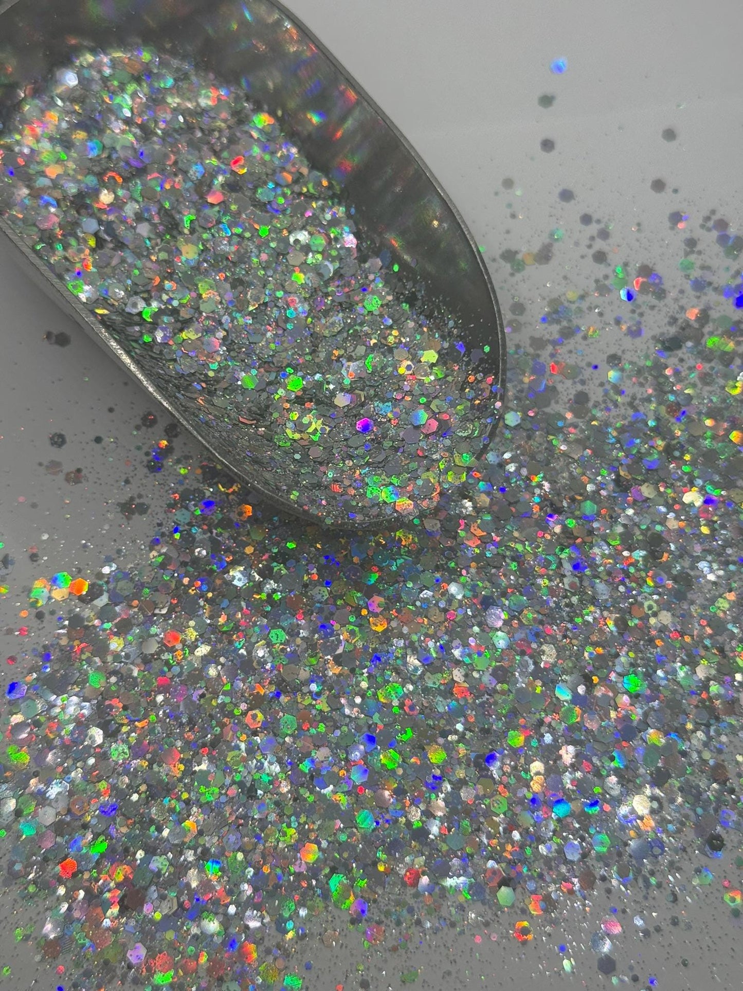 Holographic Silver Chunky Glitter: DIY Crafting Supply "Conceited"