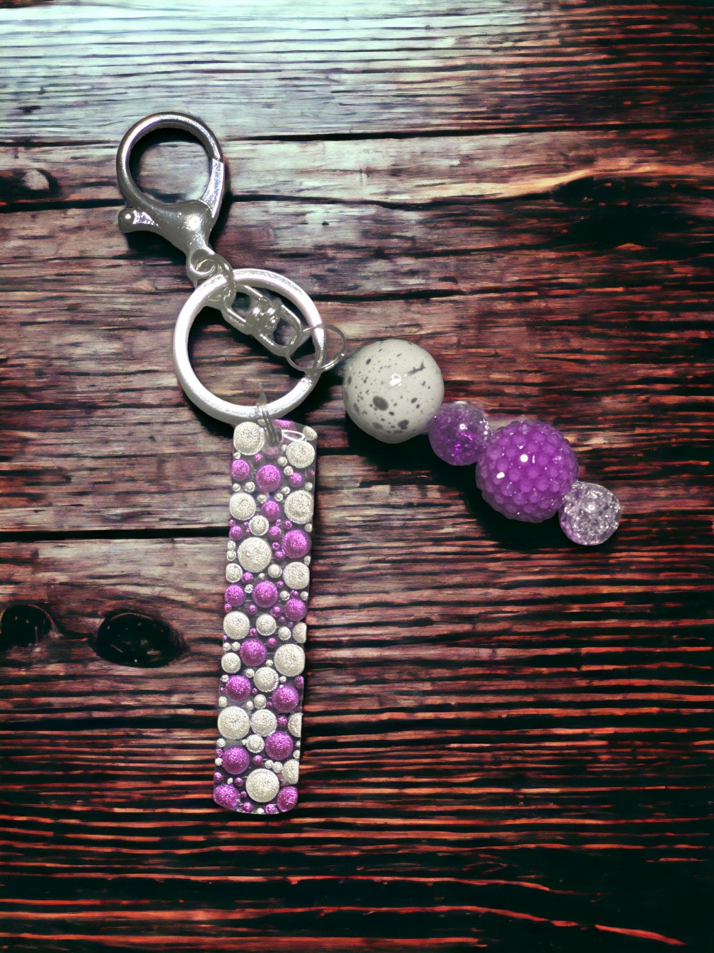 Dot Art Letter I Keychain: Bubblegum Bead Monogram Bag Charm
