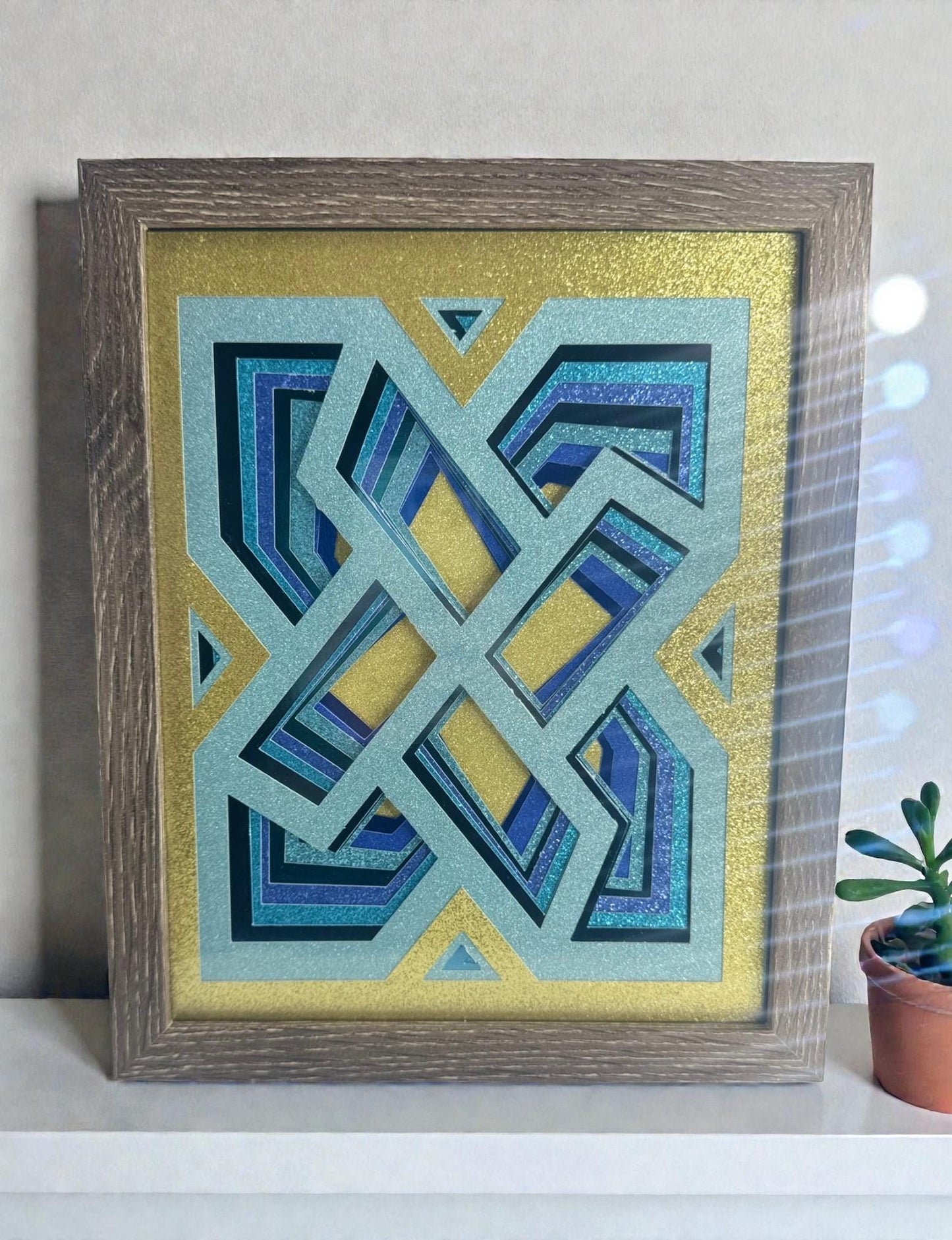 Shadowbox Abstract Glitter Art