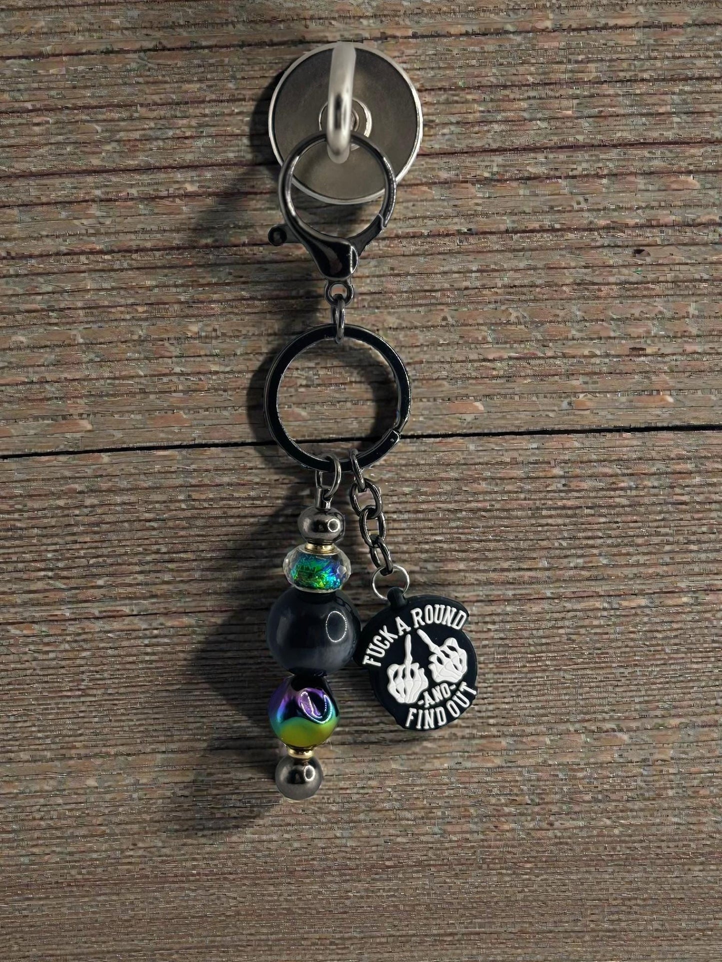 Handmade Beaded Keychain with Unique Focal Charm | Custom Bag Accessory Gift