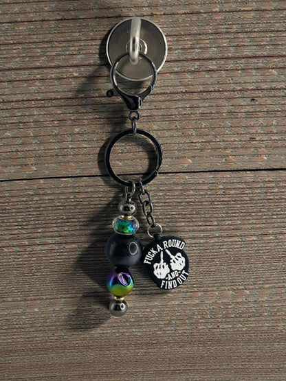 Handmade Beaded Keychain with Unique Focal Charm | Custom Bag Accessory Gift