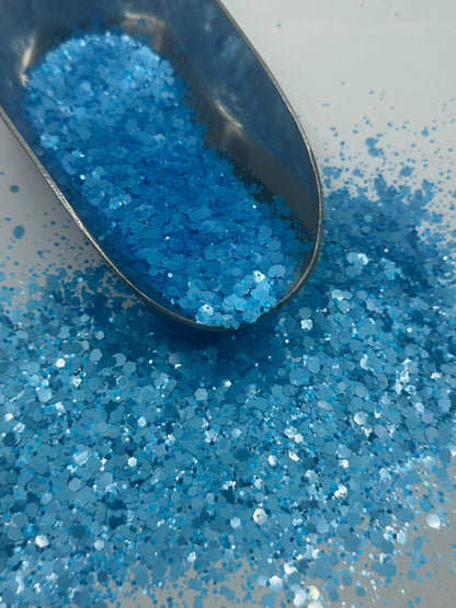 Chunky Neon Blue Glitter: Loose Polyester Crafting Sparkles "Dallas"