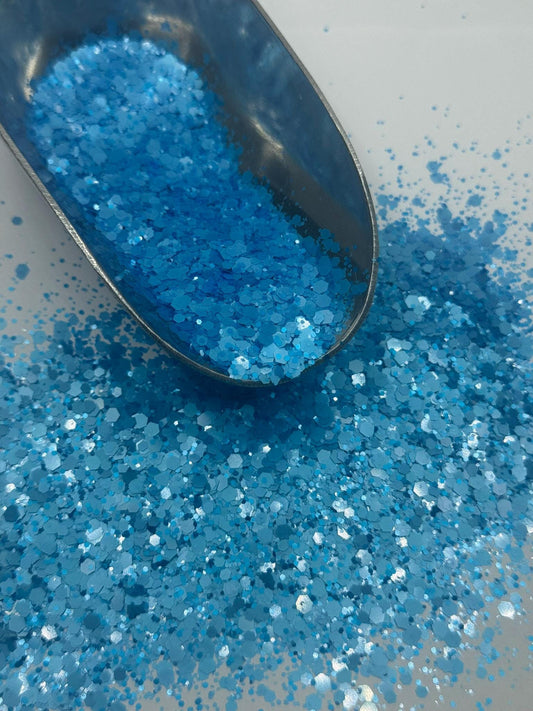 Chunky Neon Blue Glitter: Loose Polyester Crafting Sparkles "Dallas"