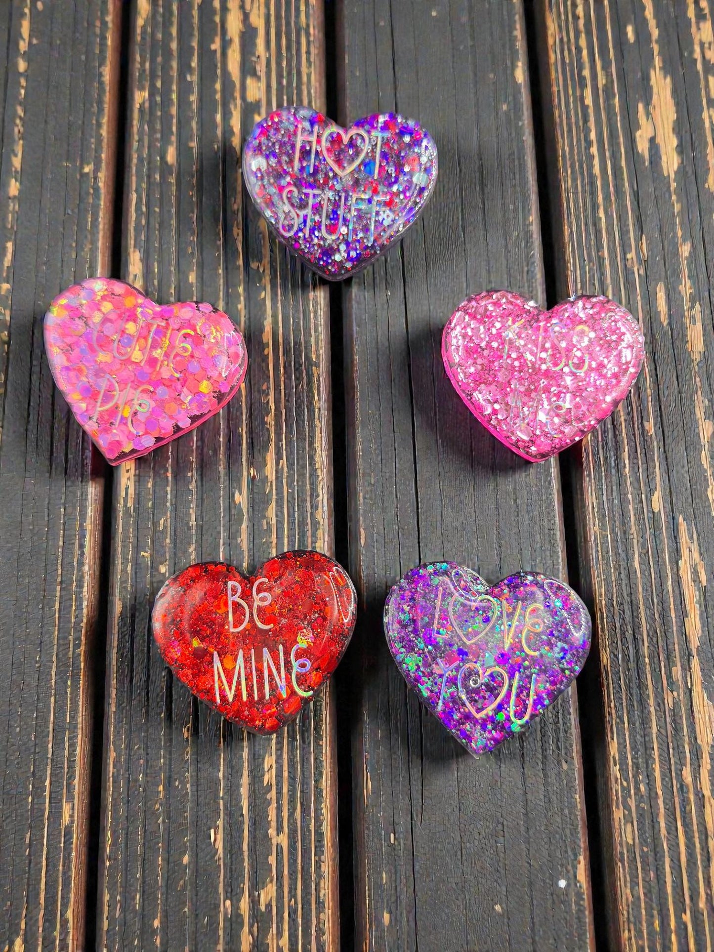 Cute Sayings Heart Candy Magnet Set - Handmade Sweet Treat Fridge Decor Gift