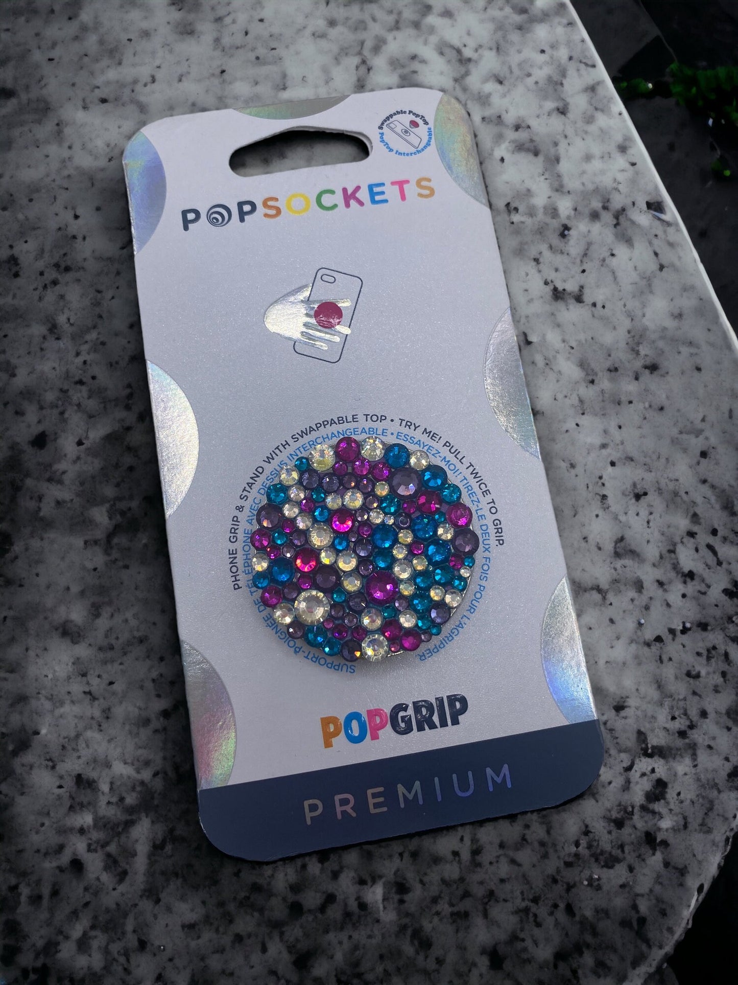 Bling Popsocket, Custom Phone Stand, Glass Rhinestones Mix