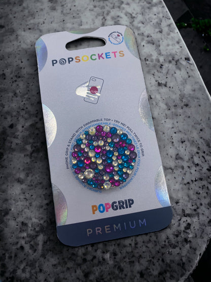Bling Popsocket, Custom Phone Stand, Glass Rhinestones Mix